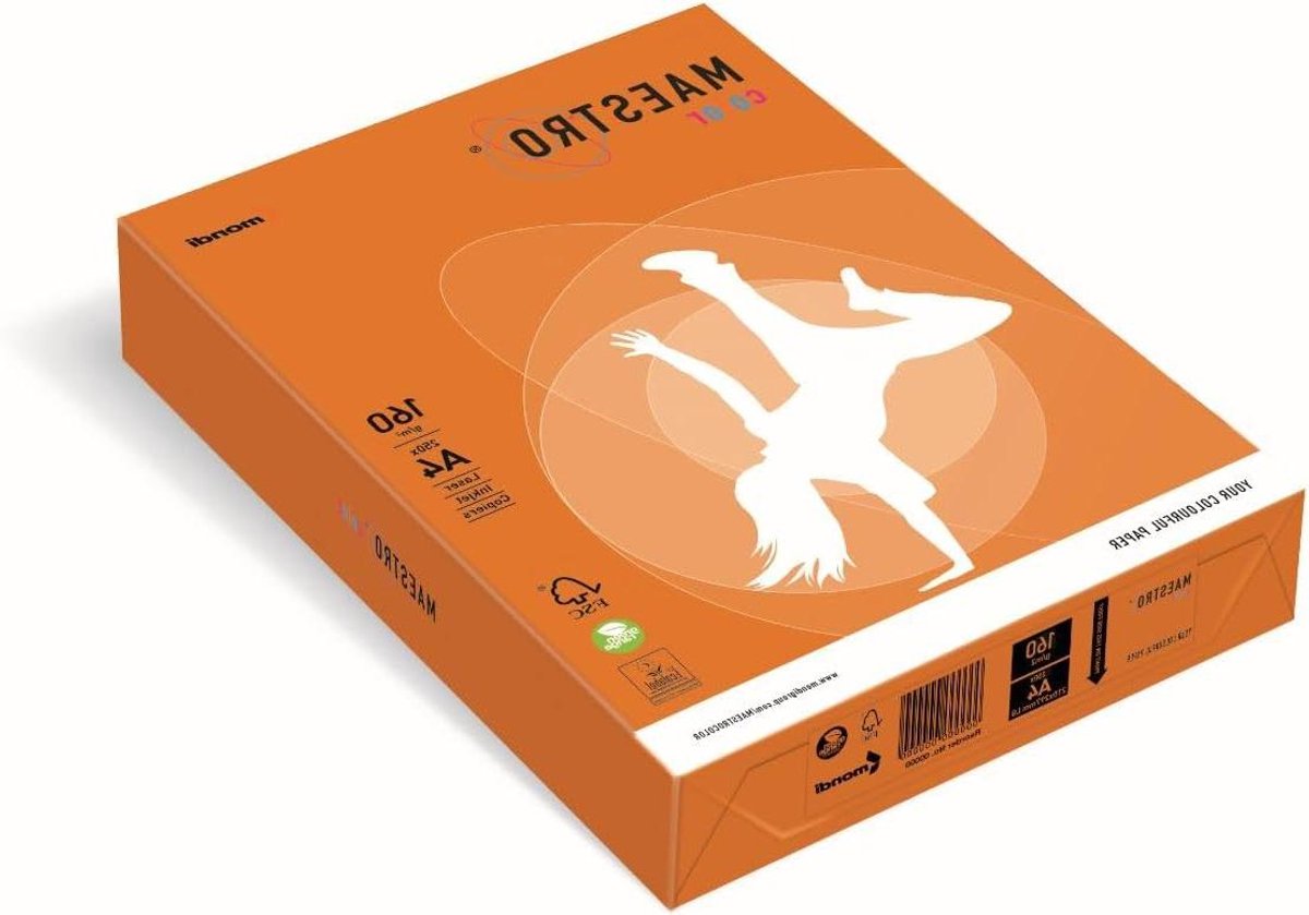 Kopieerpapier A4 - Printerpapier Gekleurd - Documenten Maken - Hoge Lichtechtheid - 250 vellen - Oranje
