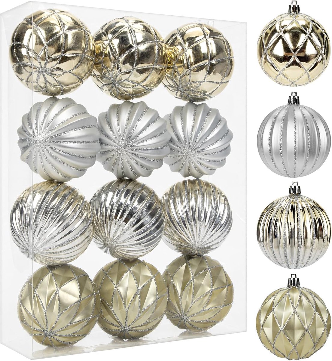 Decoratieve Kerstballen - 12 Stuks - Champagne Kleur - Kerstboom Versiering - Feestelijke Decoratie voor Kerst, Verjaardag, Tuin, Bruiloft, Partij, Huisdecoratie