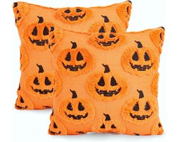 2 Pieces Halloween Pillow Case 45 x 45 CM - Funny Ghost Decoration - Autumn Indoor Decoration - Halloween Bedding - Aesthetic Halloween Decoration - Emoticon Pumpkin
