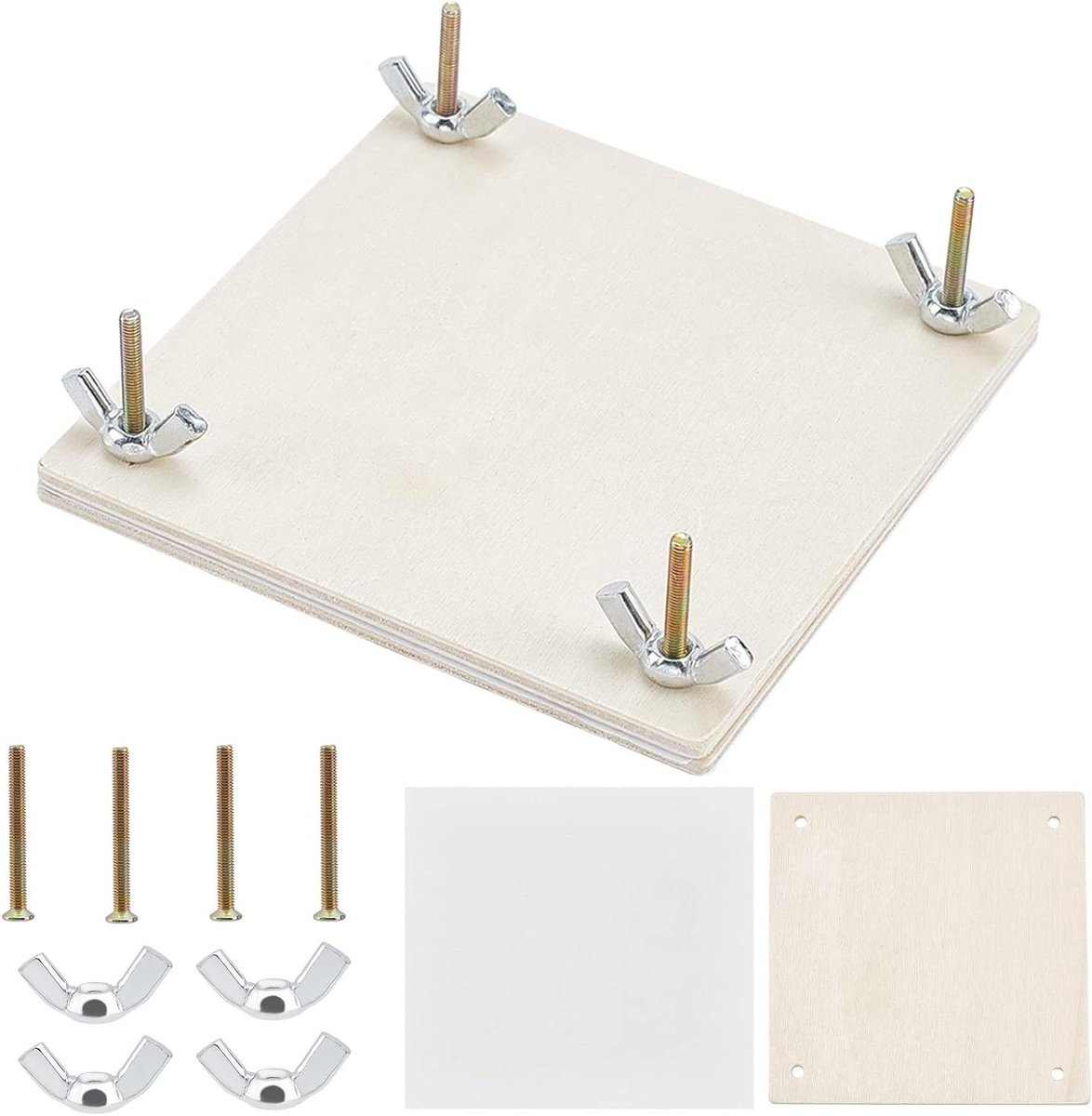 Bloemenpers Set - Planten Drogen Kit - Bloemen Preserveren - Dubbele Houten Platen - 10 x 10 cm - Wit