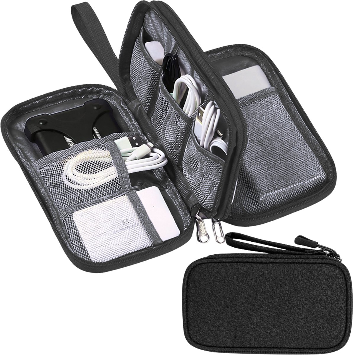 Tamarow 1 Stuk Kabel Organiser Tas - Kabeltas - Electronica Organizer Etui - Opbergtas voor Kabels en Accessoires - Klein - Zwart