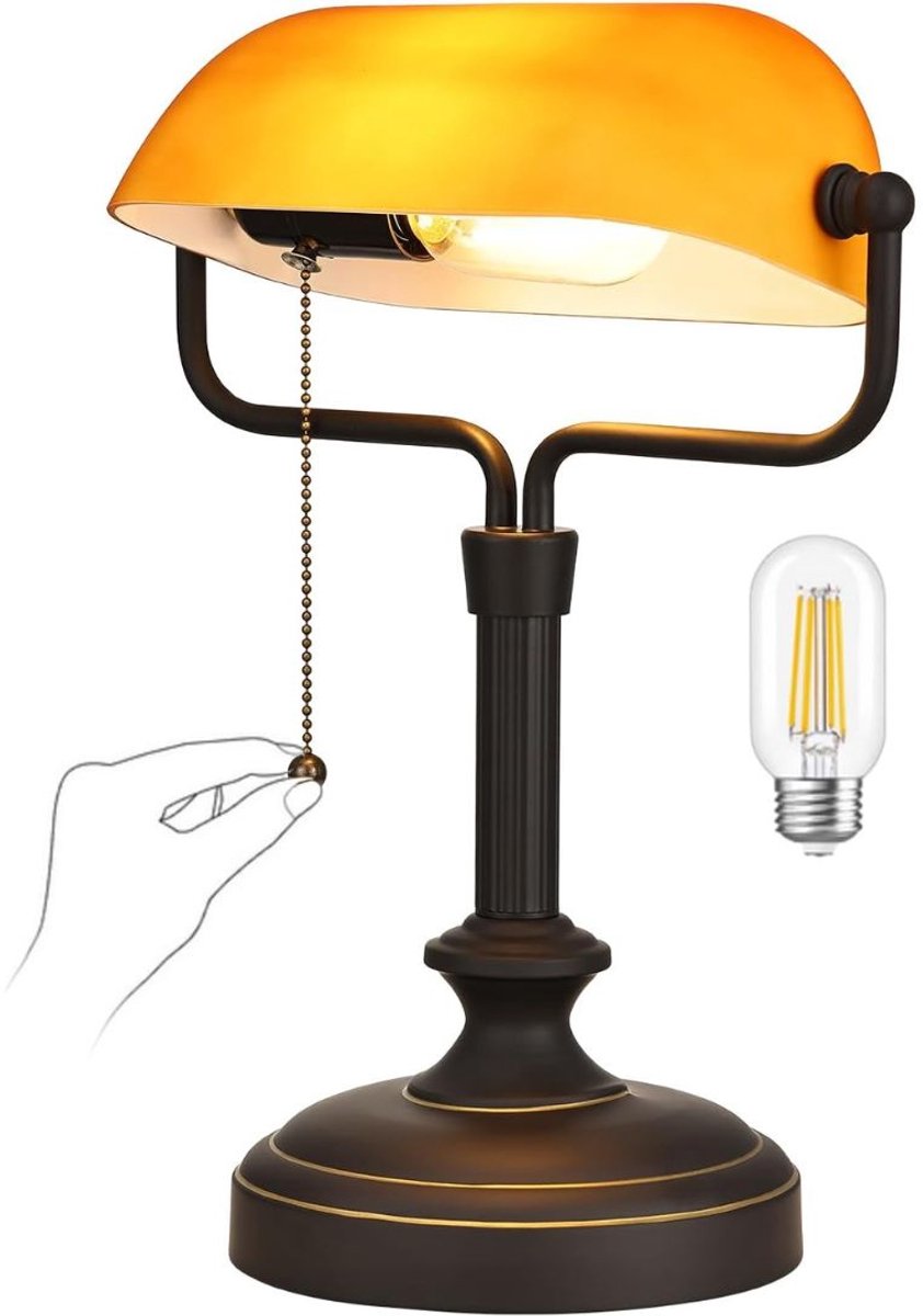 White-Label® Bankierslamp - Bureaulamp - Notarislamp Authentiek - Daglichtlamp