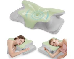 Memory Foam Kussen - Ergonomisch Nek Kussen - Slaap Kussen - Zij Slaper Kussen - Comfortabel Kussen - Vlinder Kussen voor Zij-, Rug- en Buikslapers (Mint Groen)
