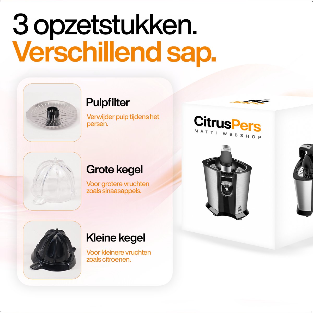 MATTI® Citruspers Electrisch - 160W RVS Pershendel thumbnail 4