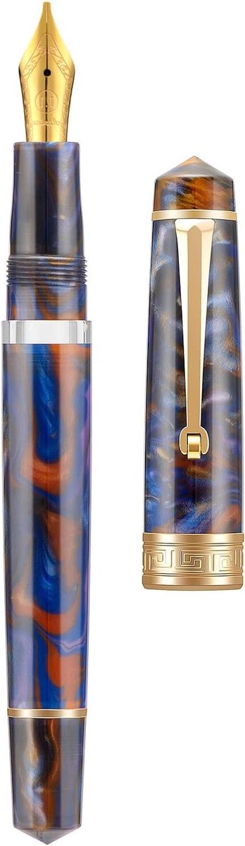 Zuiger Vulpen - Kalligrafie Pen Tekenpen - Kunst Tekenen - Ingebouwd Zuigervulsysteem - 1.1mm Stub Nib - Paars Marmer