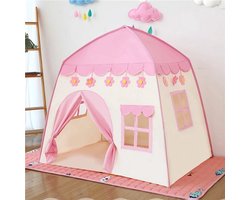 Schattige prinsessentent voor meisjes - Roze kasteel speeltent speelhuisje voor kinderen voor binnen en buiten plezier