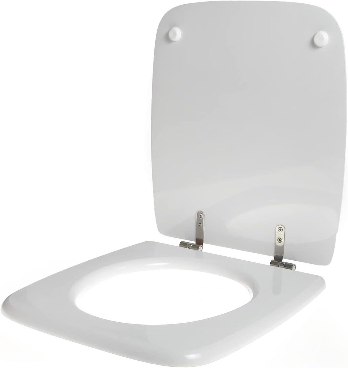 Toiletbril Polyester - WC-bril Hout - Badkamer Vernieuwen - Krasbestendig Oppervlak - 405 x 360 mm - Wit