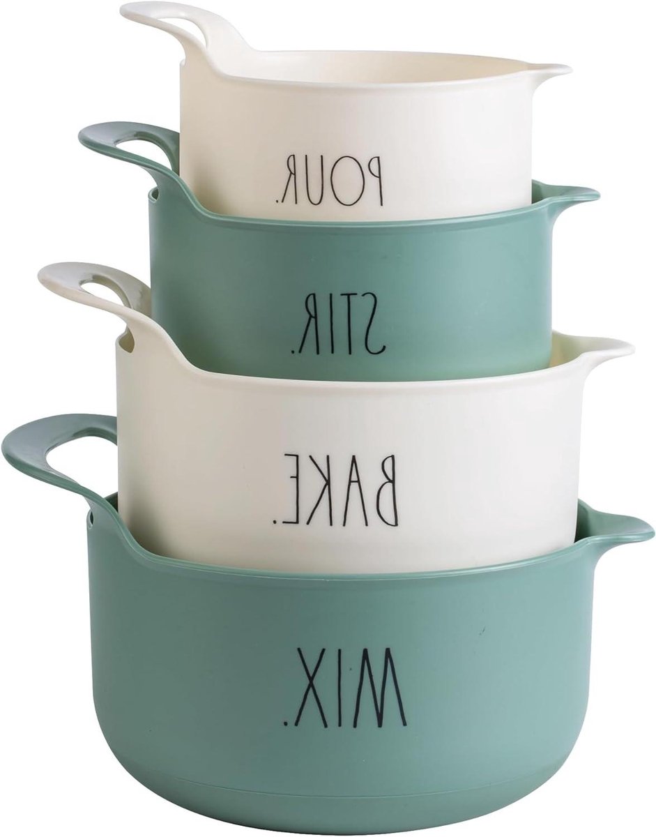 Mengkom Set - Keuken Mengkommen - Bakken en Koken - Antislip Bodem - 4 Delig - Salie