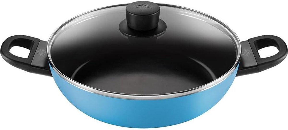 Sauspan met Deksel - Kookpan Soeppan - Mee Koken - Keramische Coating - 10 Liter - Lichtblauw