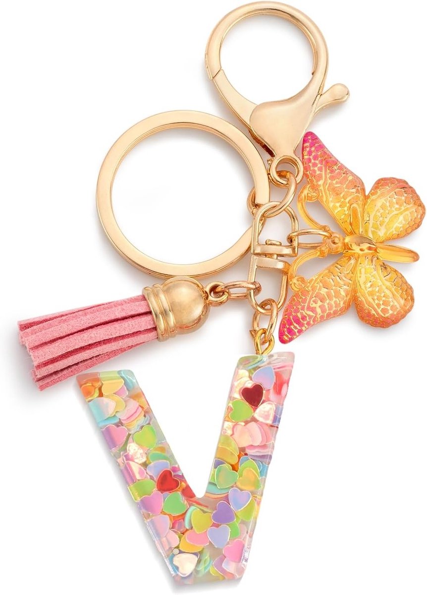 Schattige Sleutelhanger met Vlinder en Hart voor Meisjes en Vrouwen, Perfect voor Schooltassen en Accessoires