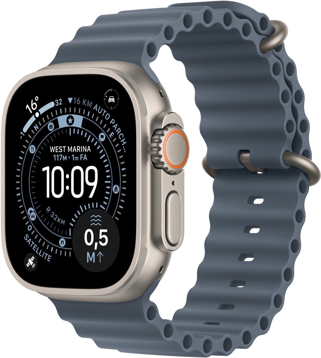 Apple Watch Ultra 3 Cellular 49mm Natural Titanium Case with Anchor Blue Ocean Band