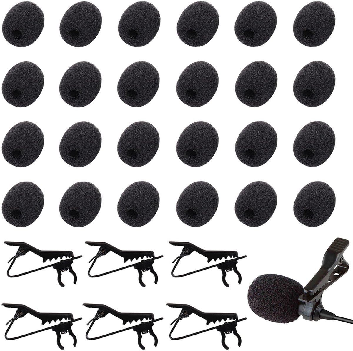 Store_9 - 30 stuks reversmicrofoon vervangende kit - schuimmicrofoon cover - zwart - mini headset microfoon - lavalier microfoons - geschikt voor p...
