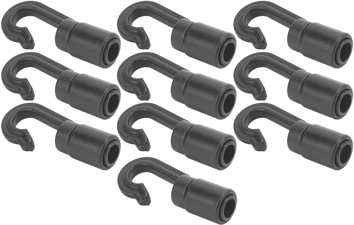 ONF3 - Haken voor elastische touwen - UV-bestendig - Zwart - Robuust en flexibel - Perfect voor boot en kajak - Lichtgewicht en eenvoudig te geb...