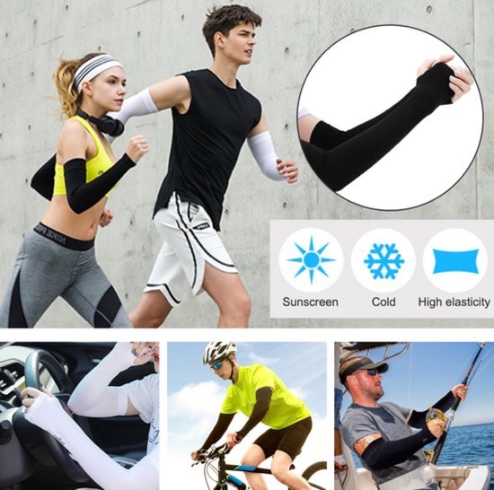 2 Paar Compressie Arm Sleeves - Armstukken Wielrenen - Hardlopen Armwarmers - UV Bescherming - One Size — afbeelding 2
