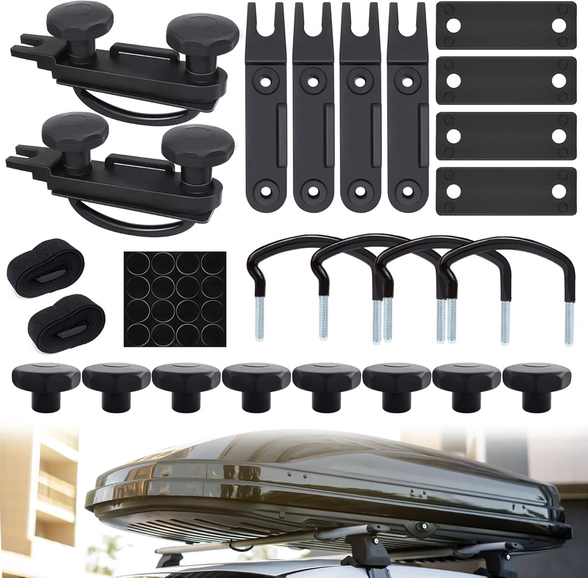 Dakbox Bevestigingsset - Universeel Dakdragerset - Gegalvaniseerd Staal - Anti-slip Rubber - Snelle Montage - Voor Auto, Camper & Reis