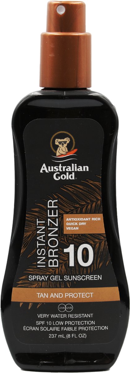 Australian Gold SPF10 Zonnebrand Spray Gel + Bronzer - 237ml