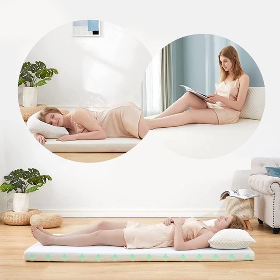 Ergonomisch Schuimmatras - Omkeerbaar Matras - Kamperen Logeerbed - Hoge Dichtheid - 135x200x20 cm - Geel — afbeelding 4