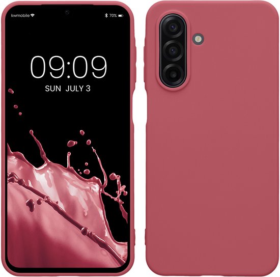 Coque de téléphone rose foncé, avant et arrière. Arrière avec découpe pour objectif de caméra.