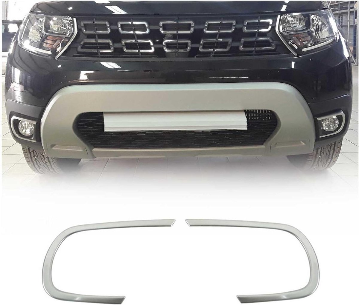 Mistlamp Frame - Verlichting Cover - Auto Styling - Geborsteld Staal - 2-delig - Zilver