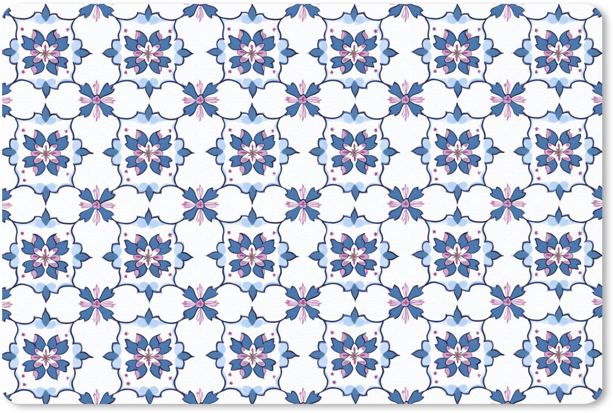 Muismat 13x8 cm - Mousepad Modern - Patroon - Blauw - Roze - Muismatten