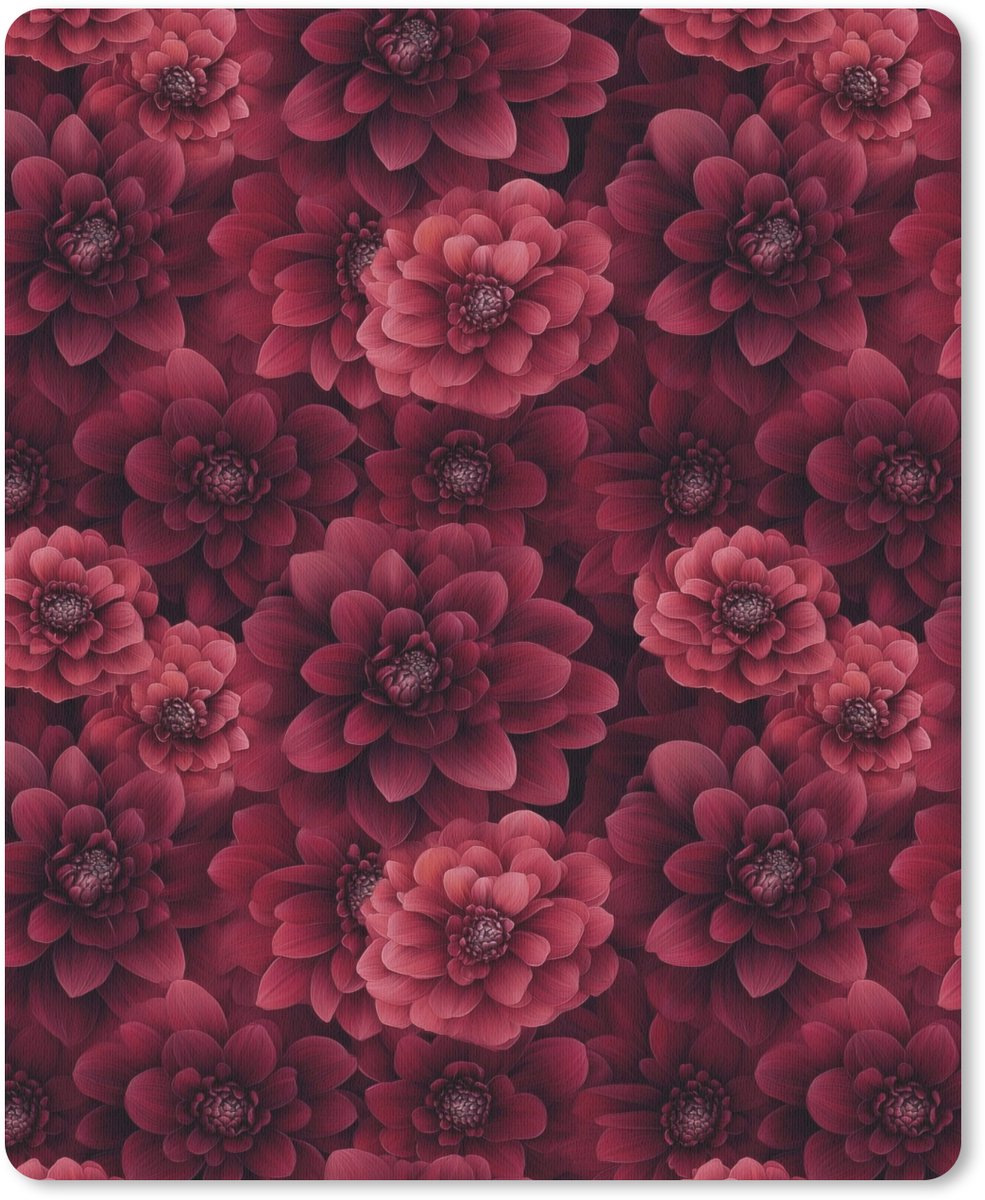 Muismat 12x16 cm - Mousepad Dahlias - Bloemen - Rood - Muismatten