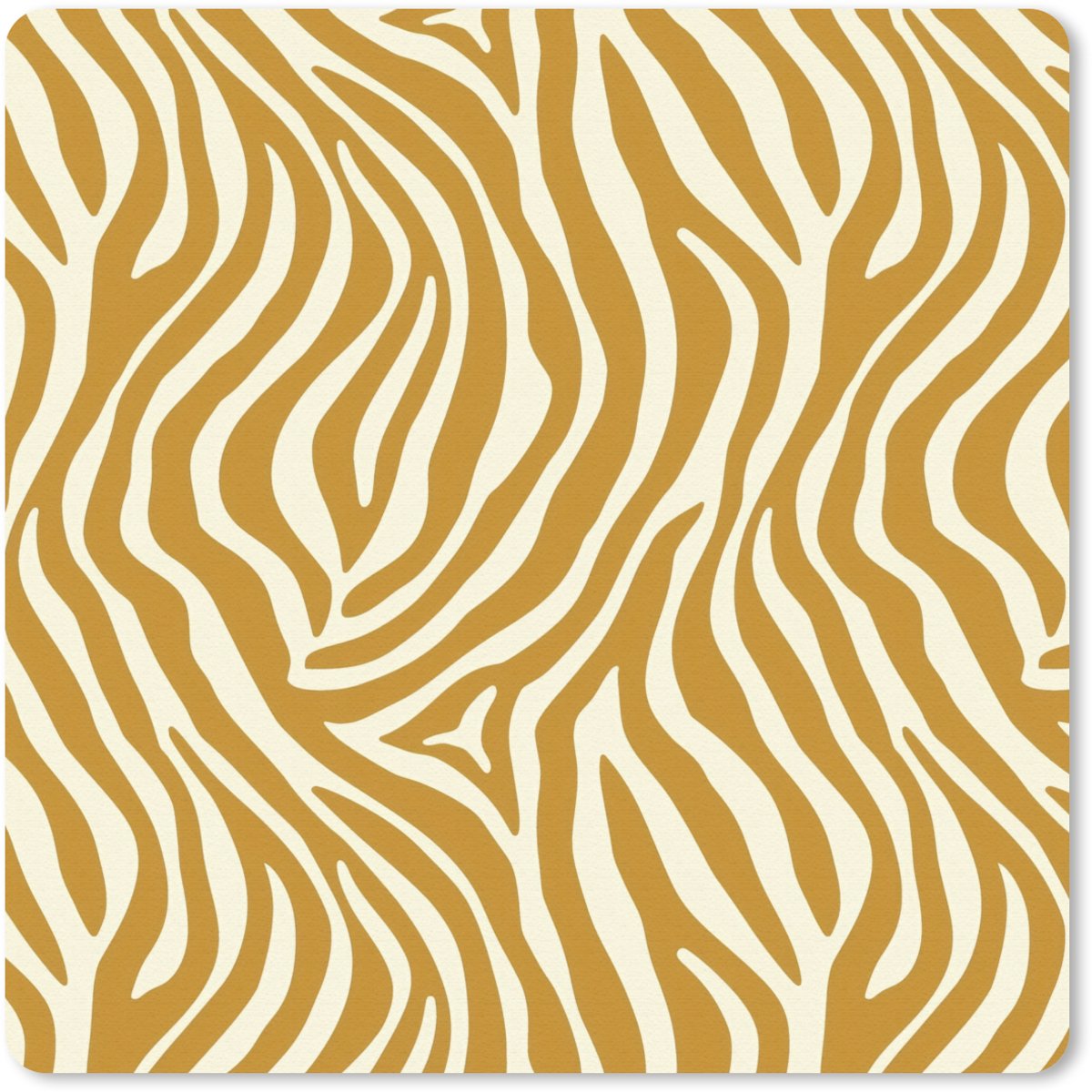 Muismat 20x20 cm - Mousepad Zebra - Klassiek - Oker - Geel - Muismatten
