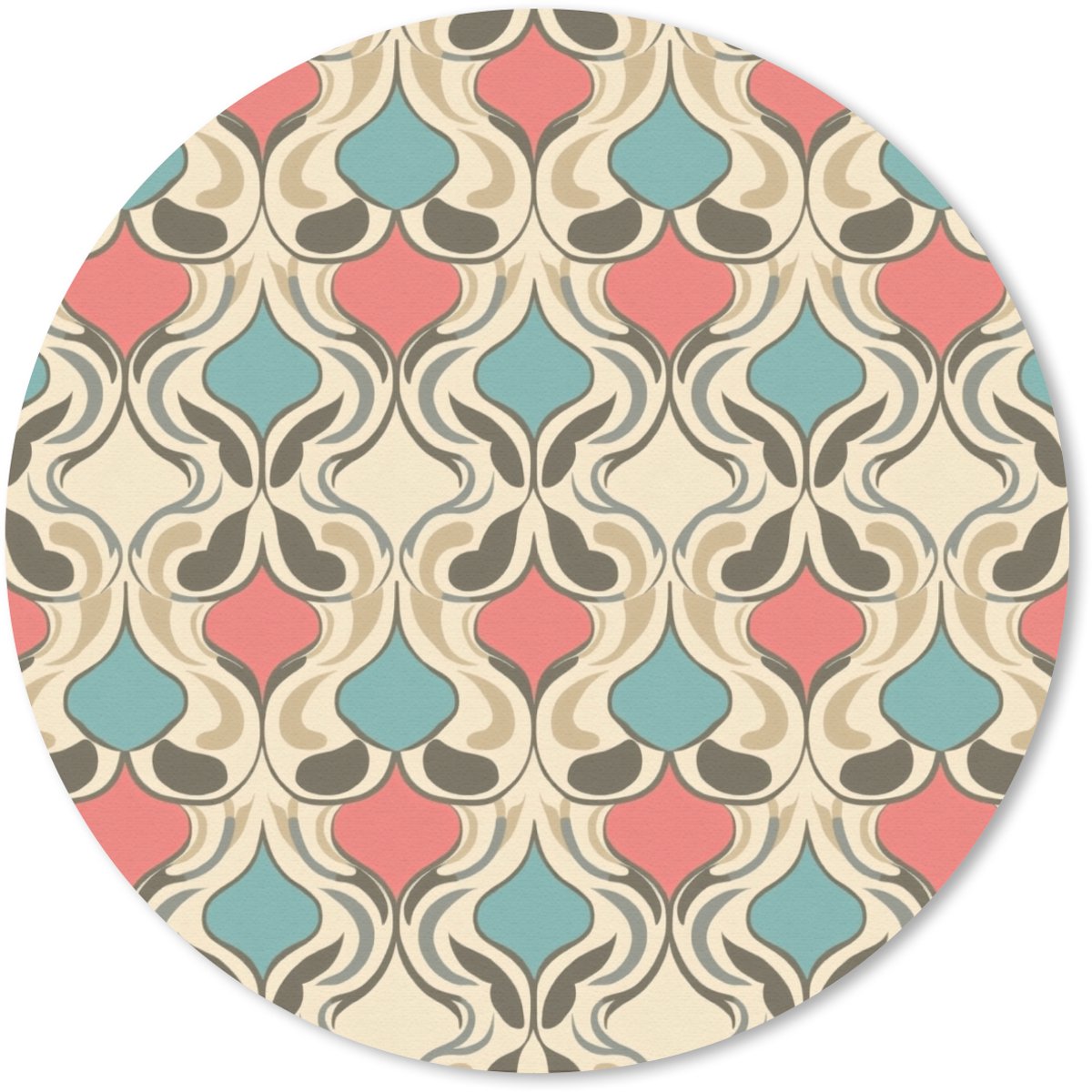 Muismat rond 30x30 cm - Mousepad Barok - Retro - Kleurrijk - Ronde muismatten