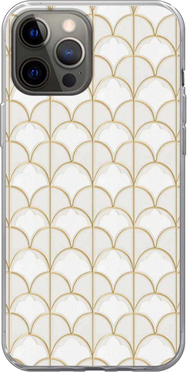 Telefoonhoesje Geschikt voor iPhone 12 Pro Max hoesje - Mozaïek - Bogen - Goud - Siliconen Telefoonhoesje Telefoonhoesje