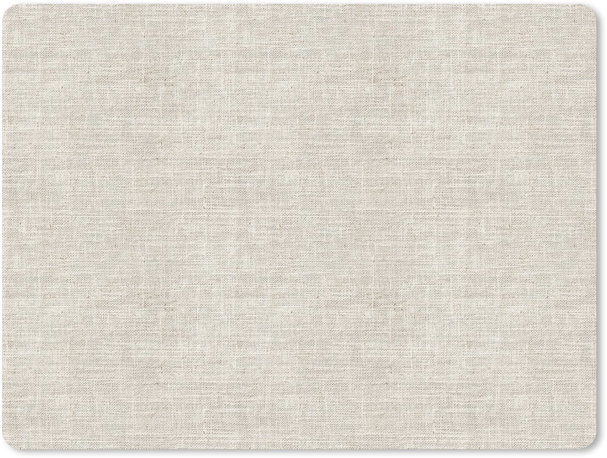 Muismat 12x10 cm - Mousepad Linnen - Textuur - Beige - Muismatten