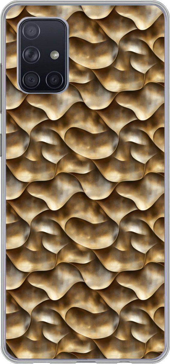 Telefoonhoesje Geschikt voor Samsung Galaxy A51 hoesje - Abstract - Antiek - Goud - Siliconen Telefoonhoesje Telefoonhoesje