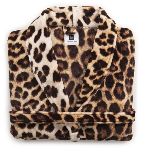 ZoHome Leopard Badjas Lang – Fleece – Maat XL – Brown