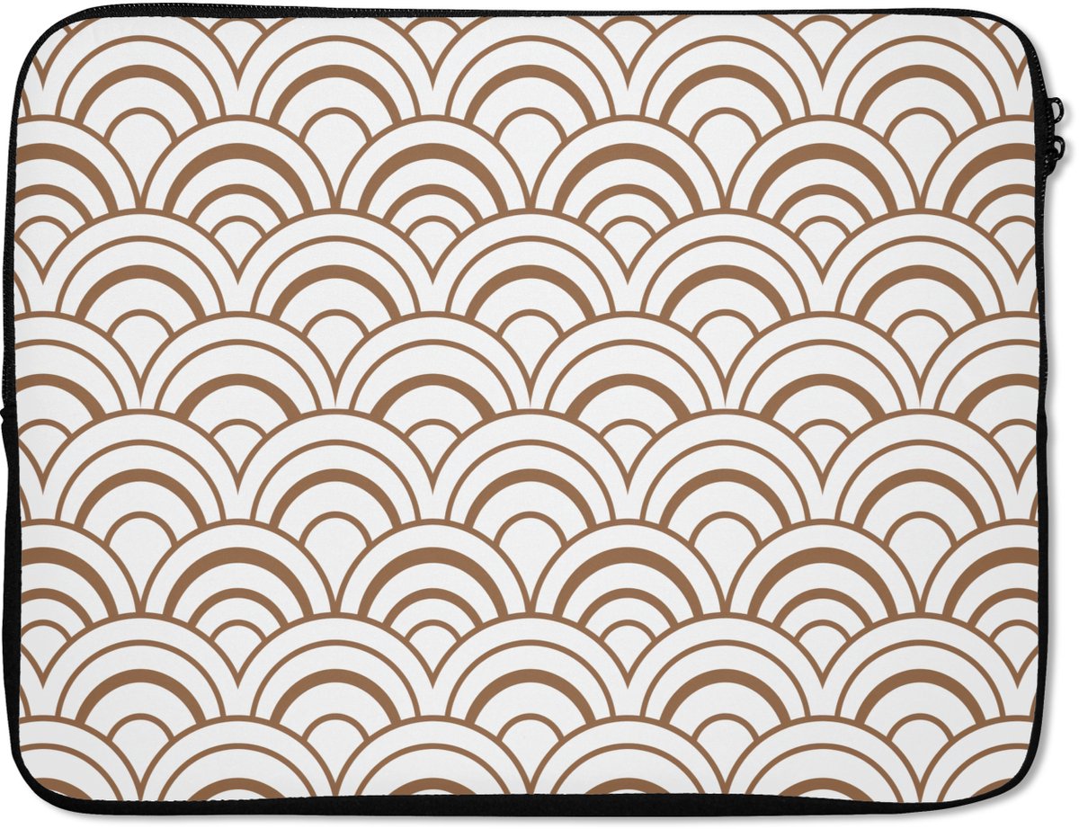 Laptophoes 17 inch - Klassiek - Motief - Terracotta - Laptop sleeve - Binnenmaat 41x28 cm - Zwarte achterkant