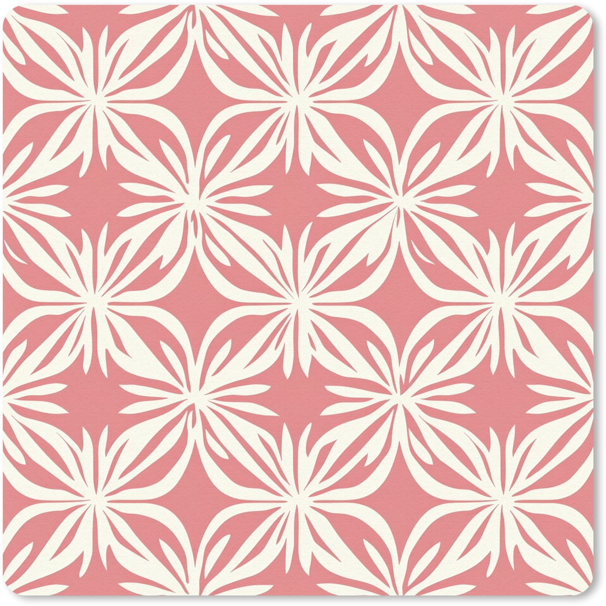 Muismat 30x30 cm - Mousepad Roze - Bloemenmotief - Wit - Modern - Muismatten