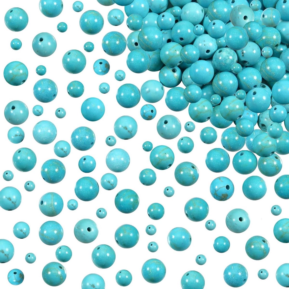 100 stuks 4mm 6mm 8mm Natuurlijke Turquoise Kralen - Ronde Losse Kralen voor Sieraden, DIY Armbanden en Kettingen