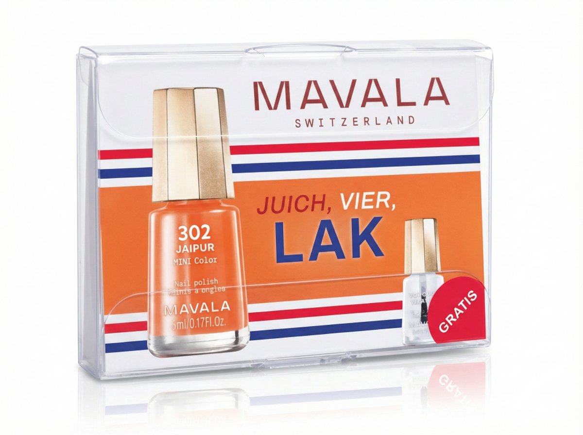 Mavala Mini Color Kit 2026 Nederland – Koningsdag/WK Nagelset – Base Coat, Mini Color 302 Jaipur Oranje & Gratis Top Coat – Glanzende Finish – Compact & Ideaal voor Onderweg – Complete Manicure in 3 Stappen - Oranje Voor Feestelijke Nagels