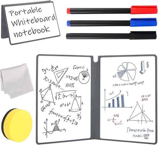 Mini Whiteboard A5 24 x 16.5cm - Dubbelzijdig - Draagbaar - Veegbaar - Bureau Whiteboard Schrijfboard