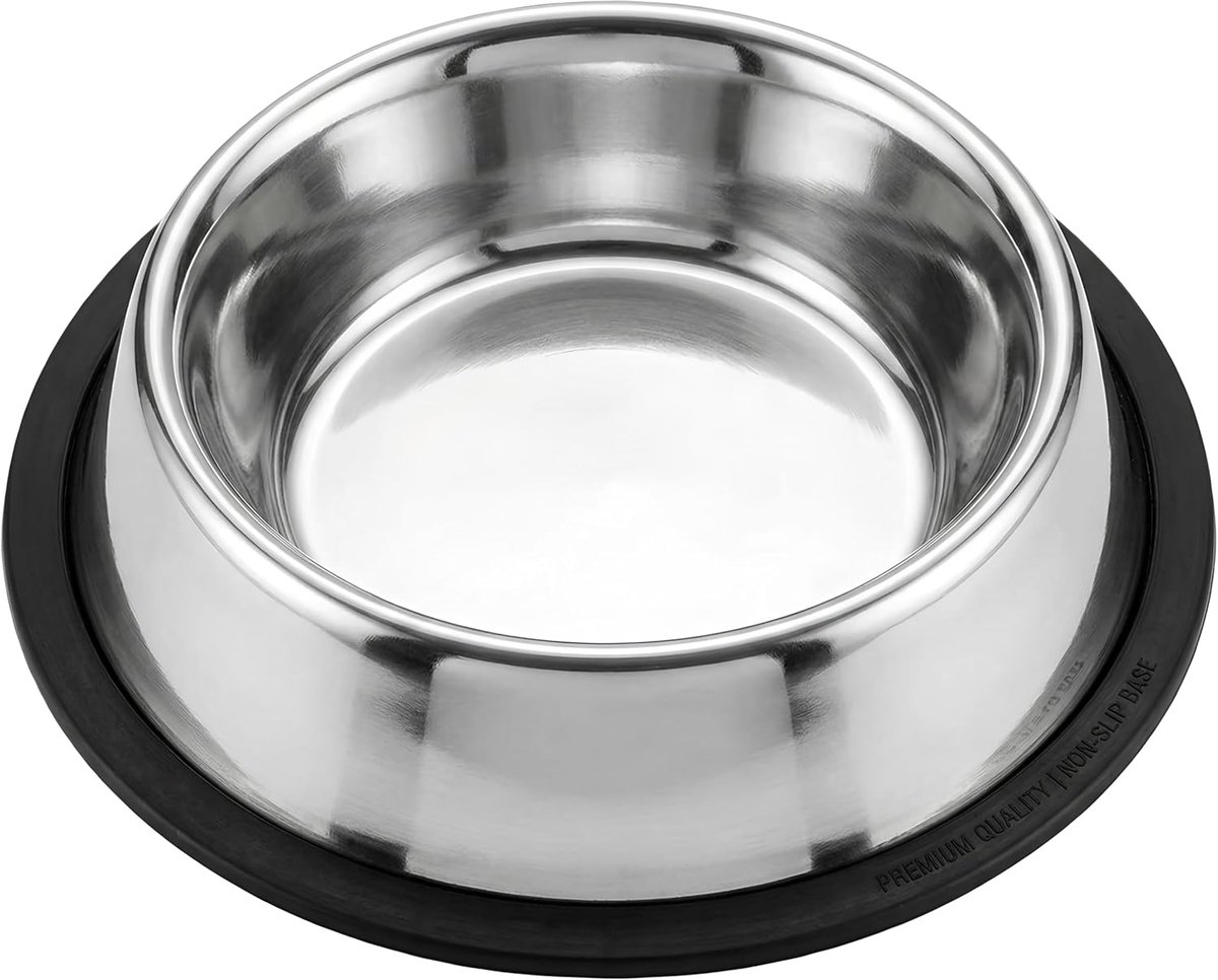 OLOEY Roestvrijstalen anti-kantelbak voor honden–Robuuste-morsbestendige hondenbak met afneembare rubberen voet–Duurzame-8oz