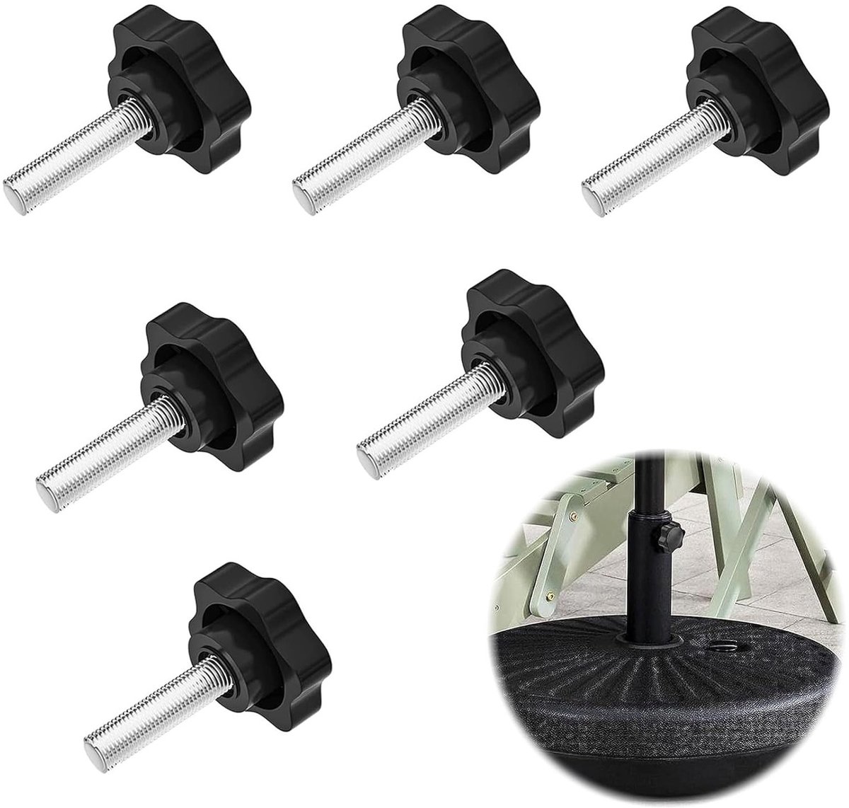 Set van 6 Stervormige M8 x 25mm Schroeven met Handgreep voor Mechanische Apparaten, Meubels en Elektronische Toepassingen
