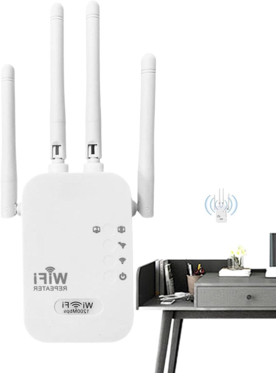 Wifi Versterker - Draadloze Extender - Internet Uitbreiding - 4 High-Performance Antennes - 300 Mbps - Wit