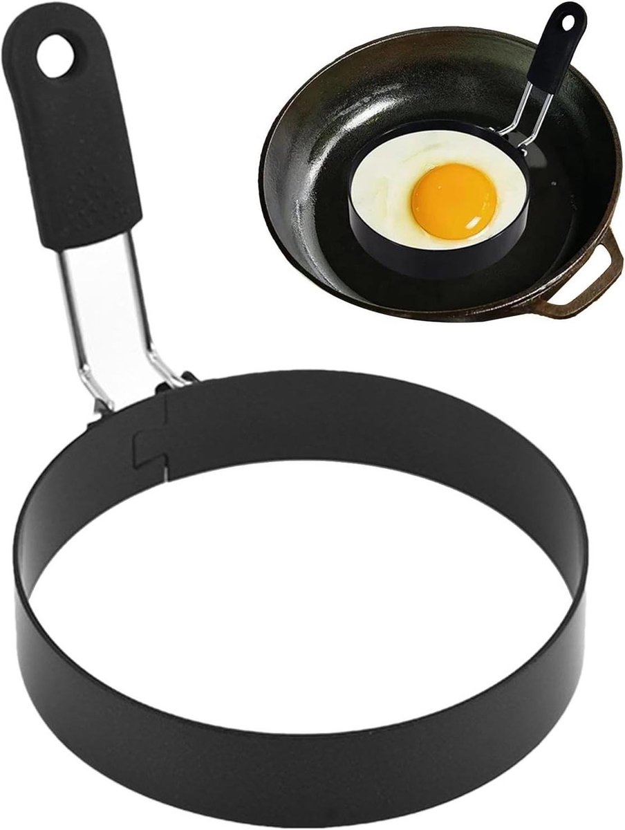Pannenkoekvormen Koken - Omeletring Herbruikbaar - Ontbijt Maken - Opvouwbaar Ontwerp - 9.5 x 9.5 x 1.2 cm - Roestvrij Staal