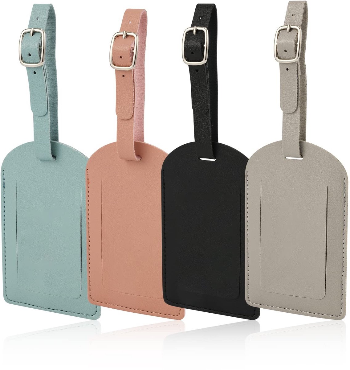 Dailygoods - Set van 4 Lederen Bagagelabels met Verstelbare Riemen