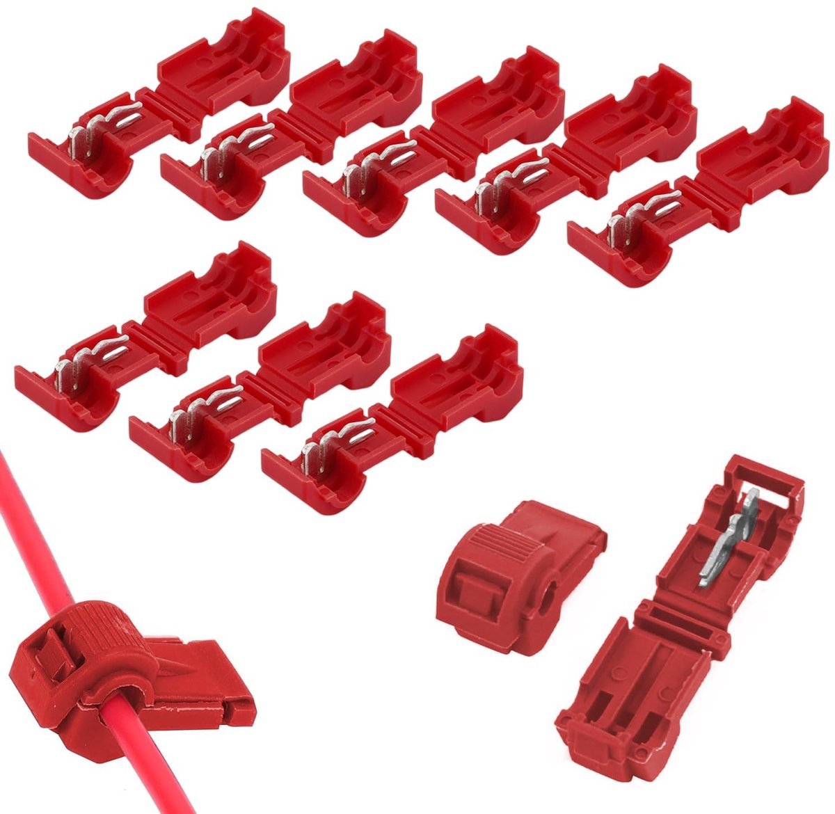 Dailygoods - 10 Stuks Rode T-Aftakverbinders voor Elektrische Aansluitingen