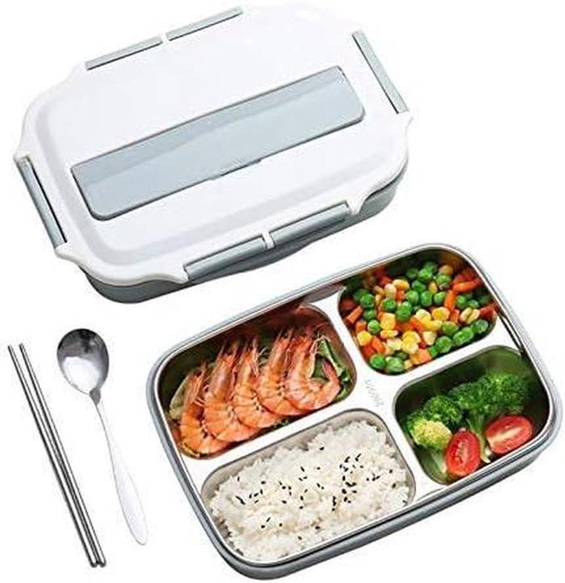 Lunchbox RVS - Bento Box - Maaltijd Meenemen - Lekvrij Ontwerp - Draagbare Opslag - Zwart