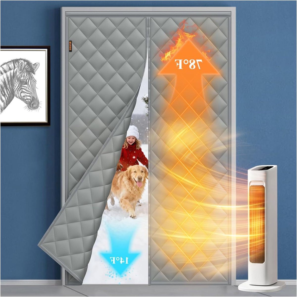Isolerende Deurhoes - Thermostaat gordijn - Tochtvrij Houden - Sterke Magneet Sluiting - 9
