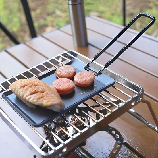 Kleine Grillpan - Bakpan - Buiten Koken - Afneembaar Handvat - 2 Stuks - Zwart — afbeelding 2