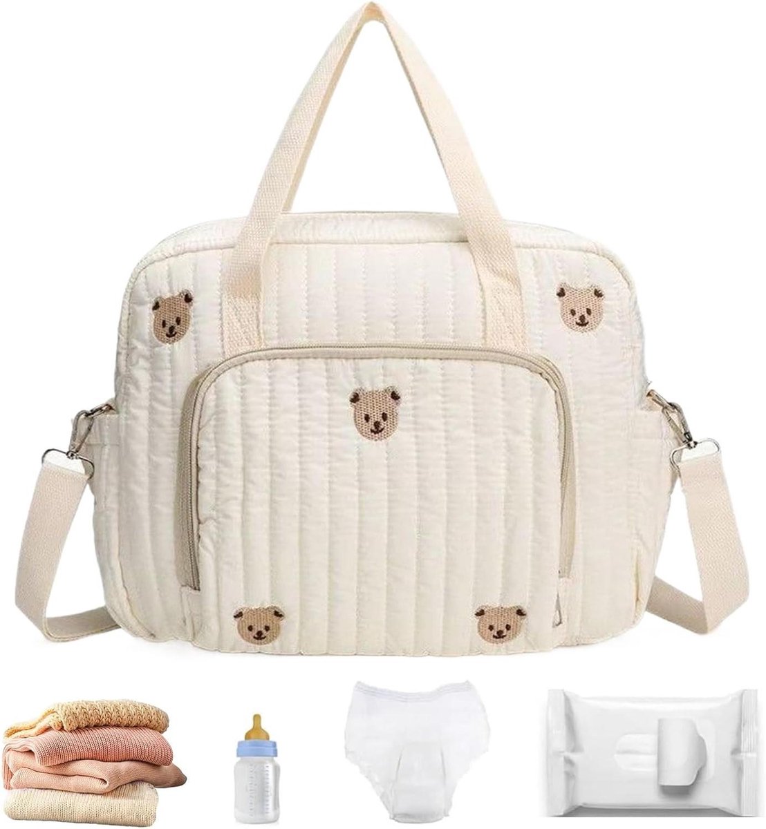 Luiertas - Reistas - Baby Verzorgen - Grote Opbergruimte - 35 x 10 x 29 cm - Cartoon Beer
