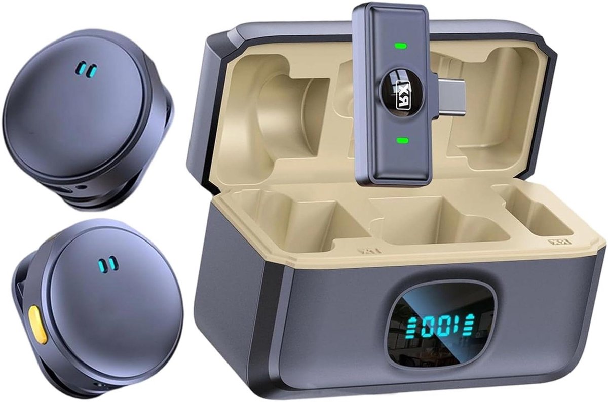 Clip Microfoon - Draadloze Opname - Video Opnemen - Ruisonderdrukking - Compact Formaat - Zwart