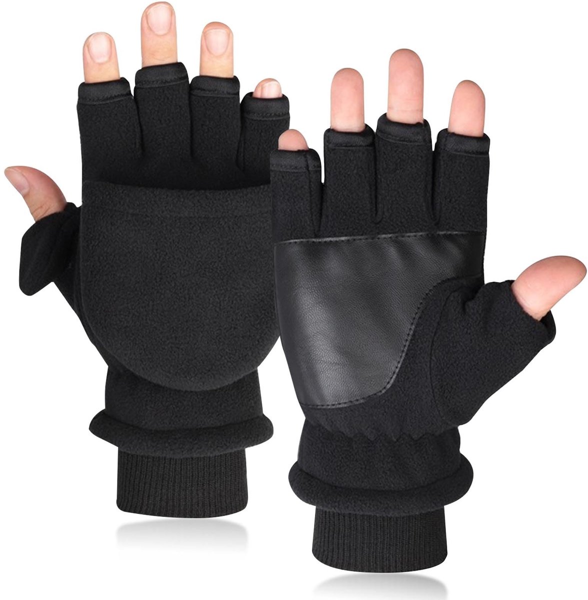 Dailygoods - Dailygoody - Heren 3M Thinsulate Fleece Mitten - Vingerloze Wanten - Warmte en Bescherming - Multifunctioneel - Winterhandschoenen - Geschikt voor Kou...