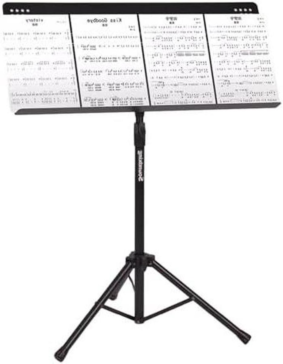 Muziekstandaard - Bladmuziekhouder - Muziek Uitvoeren - Robuuste Constructie - 91-136 cm - Zwart