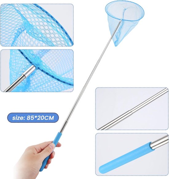 Telescopisch Net - Vangnet Insecten - Buiten Vissen - Roestvrij Staal - 85 cm - Blauw — afbeelding 5